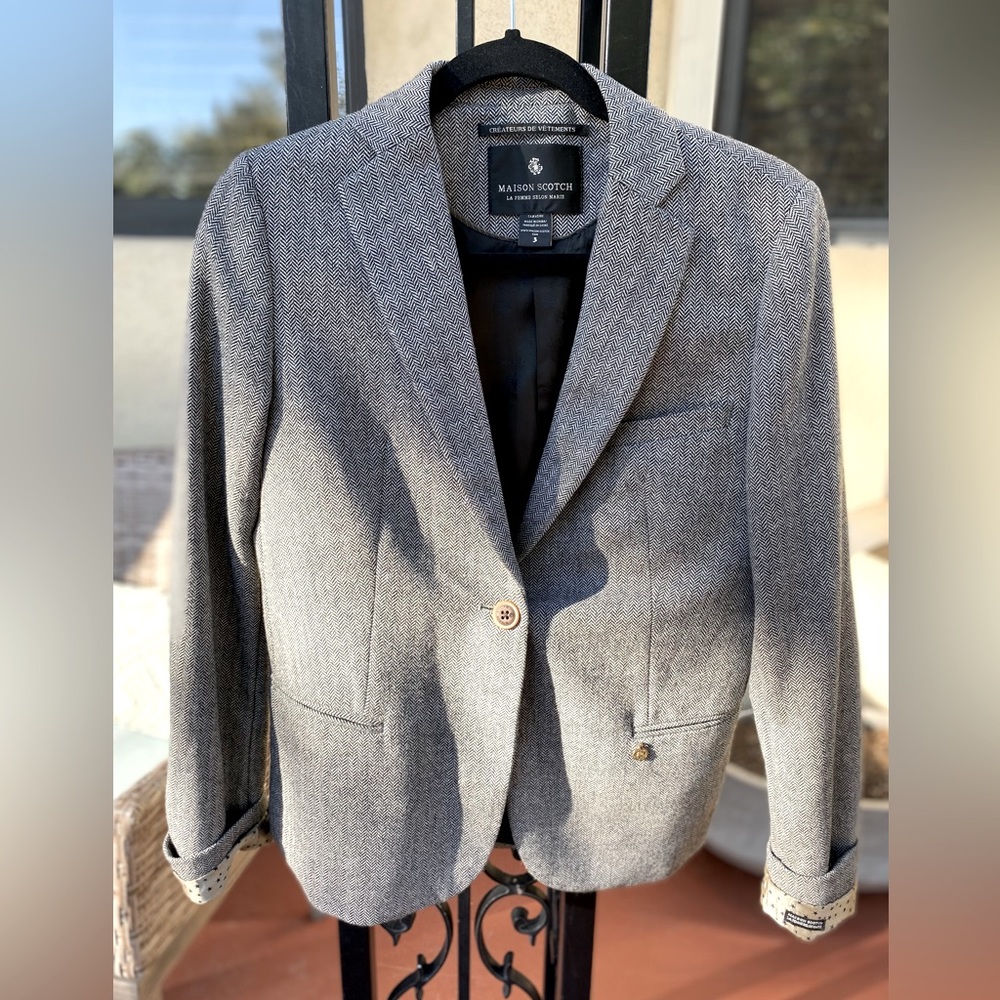Scotch and Soda women’s blazer size small grey herringbone